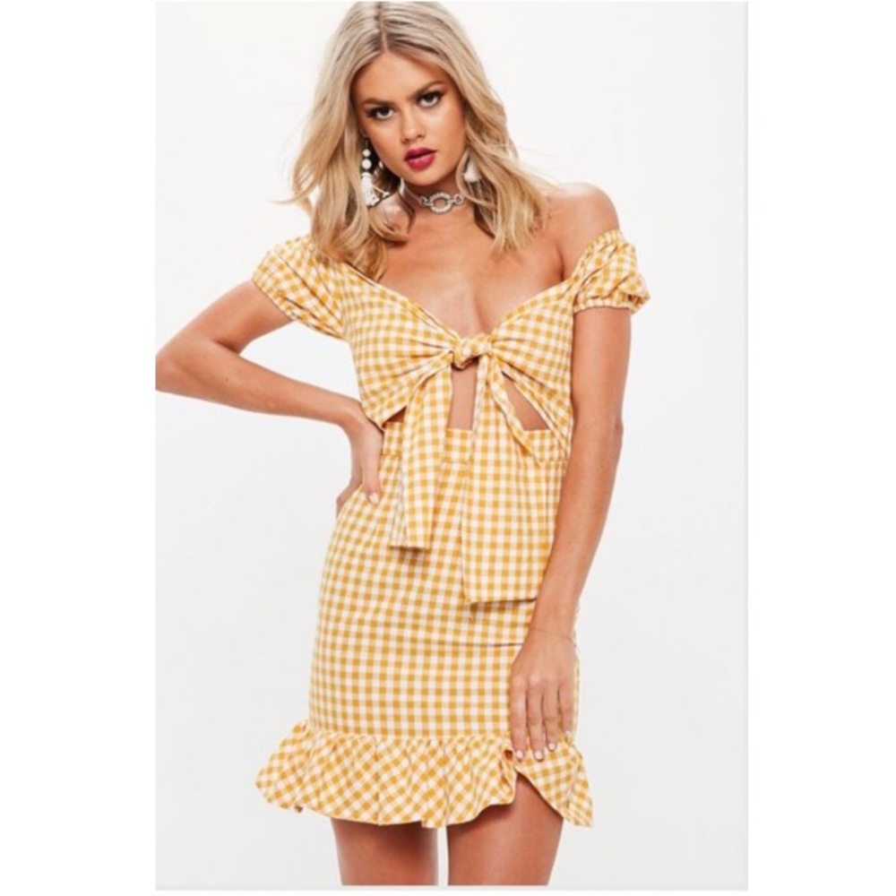 Yellow gingham mini dress